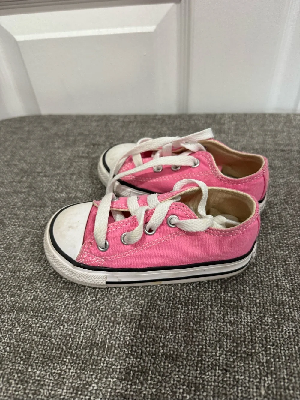 Converse Kids Pink Canvas Lace-Up Sneakers with White Accents